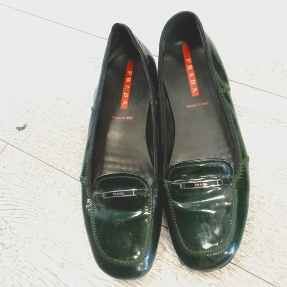 Prada | Shoes | Prada Green Patent Leather Size 385 | Poshmark